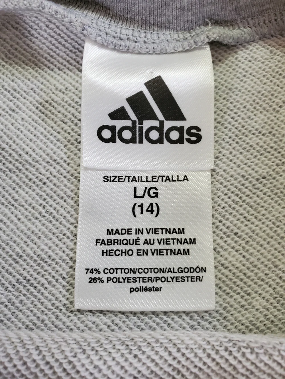 Adidas Girls Big Logo Short Sleeve Sweatshirt Top Gray Pink Orange Size L 14
